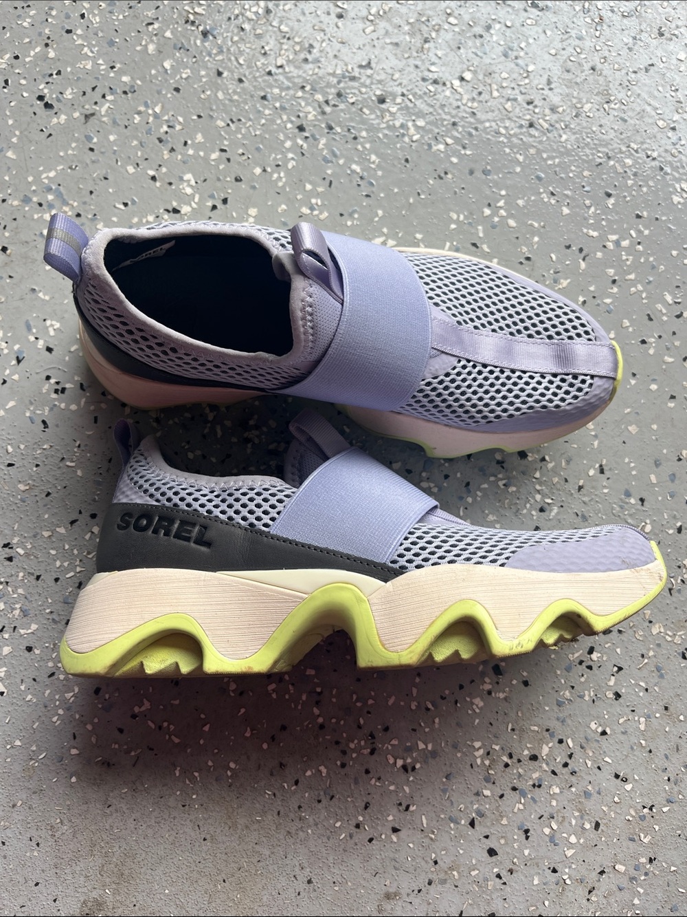 Sorel Lavender Mesh Slip-On Sneakers with Lime Accents